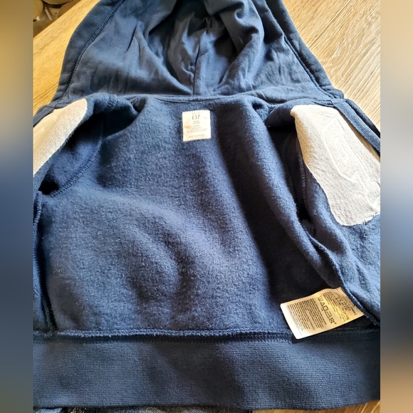 Baby boy's GAP zip up navy hoodie/novelty night embroidered logo Sz 18-24 mo - Picture 4 of 4
